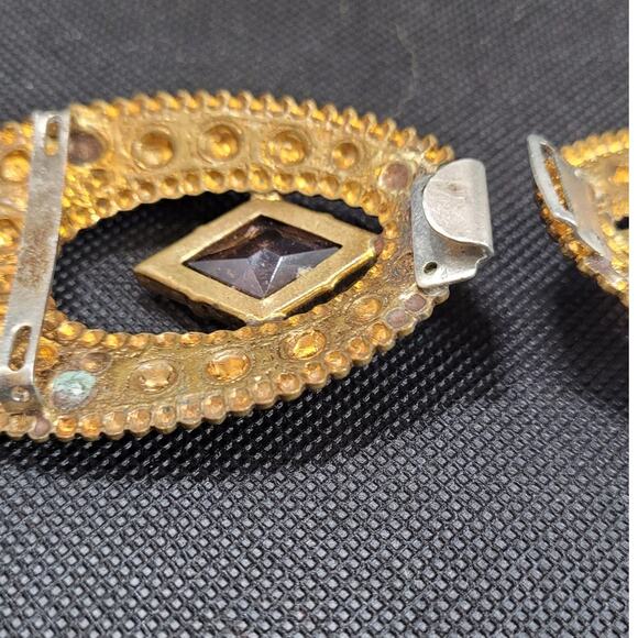 Vintage Art Deco Marquise Glass & Gold‎ Belt Buckle – Retro Accessory Find main image 10